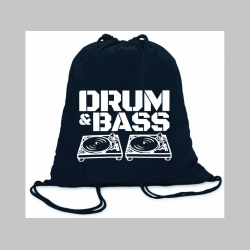 Drum and Bass  ľahké sťahovacie vrecko ( batôžtek / vak ) s čiernou šnúrkou, 100% bavlna 100 g/m2, rozmery cca. 37 x 41 cm